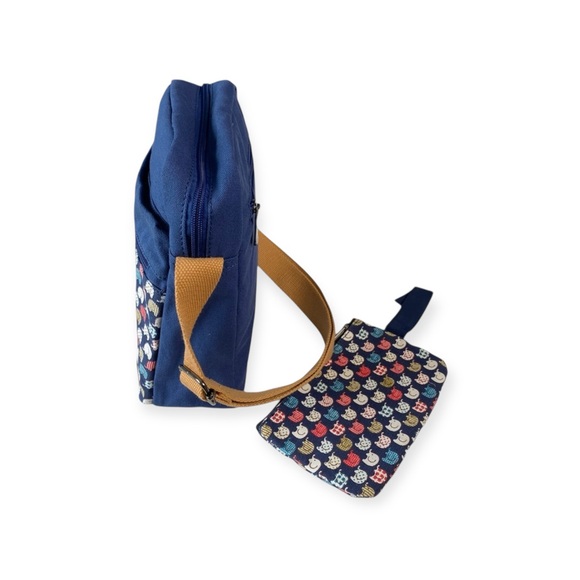 new Kemy’s ☀︎︎ Crossbody Purse Handbag Bag ☀︎︎ Elephant Print ☀︎ Navy Blue ☀︎ - Picture 12 of 16